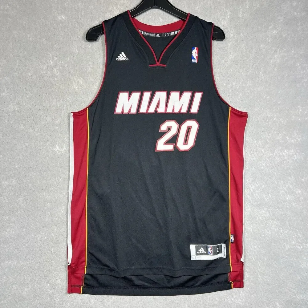 VTG Adidas 2013-14 Greg Oden #20 NBA Miami Heat Jersey Black Swingman Size Large
